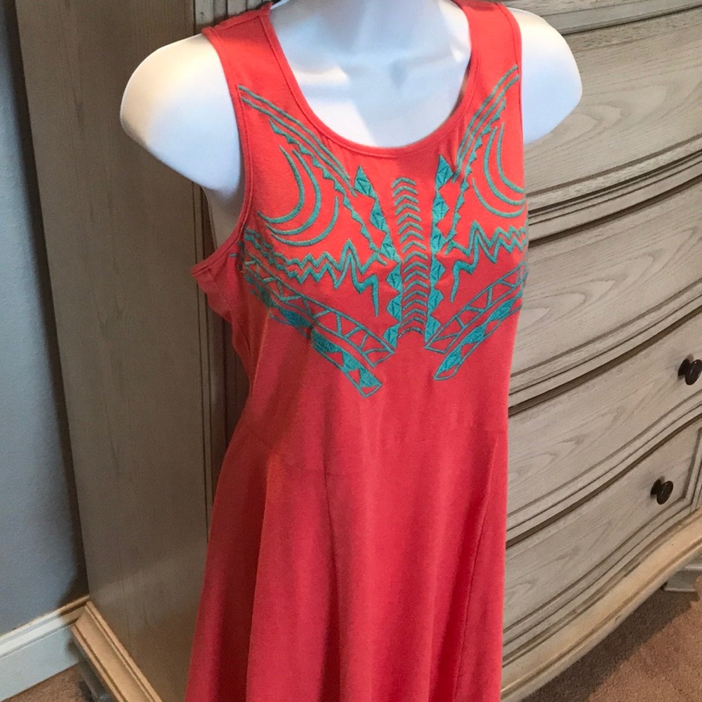 Umgee Pink Turquoise Embroidered Dress - Picture 2 of 8